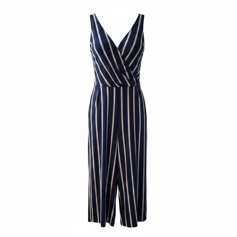 Candies romper jumpsuit striped wide leg flowy summer sleeveless cami top med.